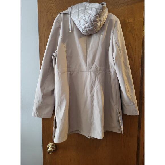 Via Spiga Softshell Hooded Coat Quilted Cream Gold Fall Winter Jacket XL EUC - Picture 5 of 7
